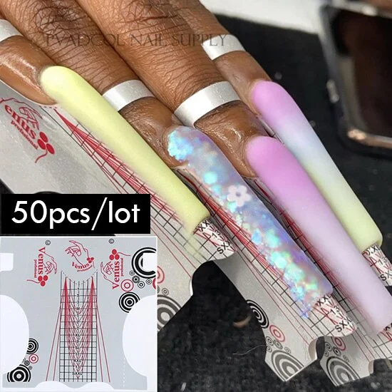 50pcs Professional Nail Forms Tips for Nail Extension Building Acrylic Nails Guide Stickers Self-Adhesive UV Gel Paper Manicure-Nail Inspo