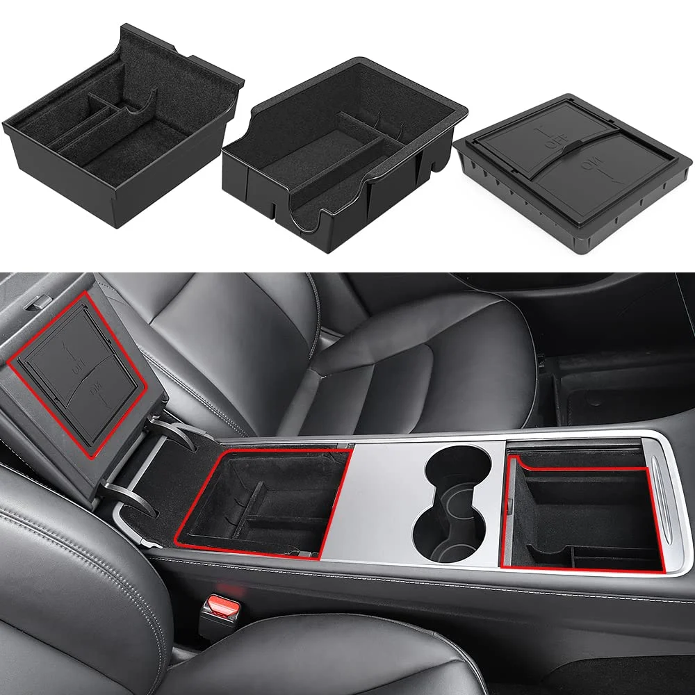 YONZEE Tesla 3PCS Center Console Organizer Storage For Tesla Model 3/Y