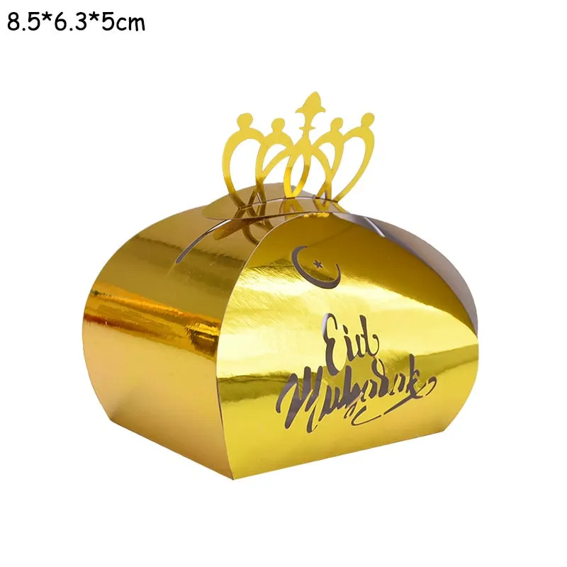 10pcs Eid Mubarak Candy Box Favor Box Ramadan Kareem Gift Boxes Islamic Muslim Festival Happy al-Fitr Eid Event Party Supplies