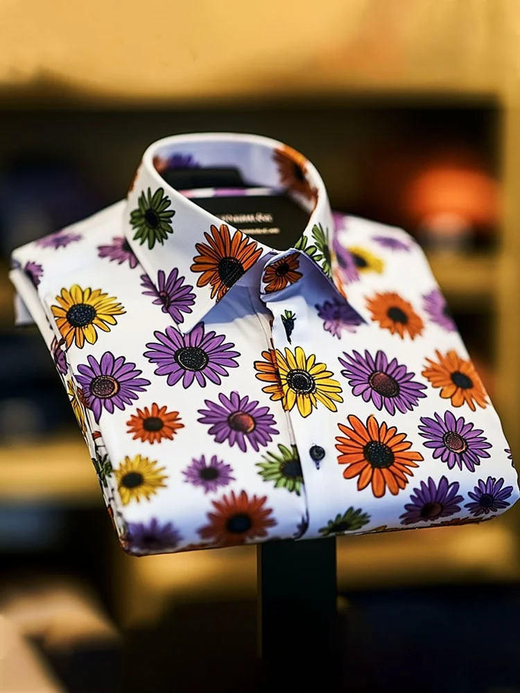 Men's Business Luxury Floral Print Short-sleeved Shirt 
