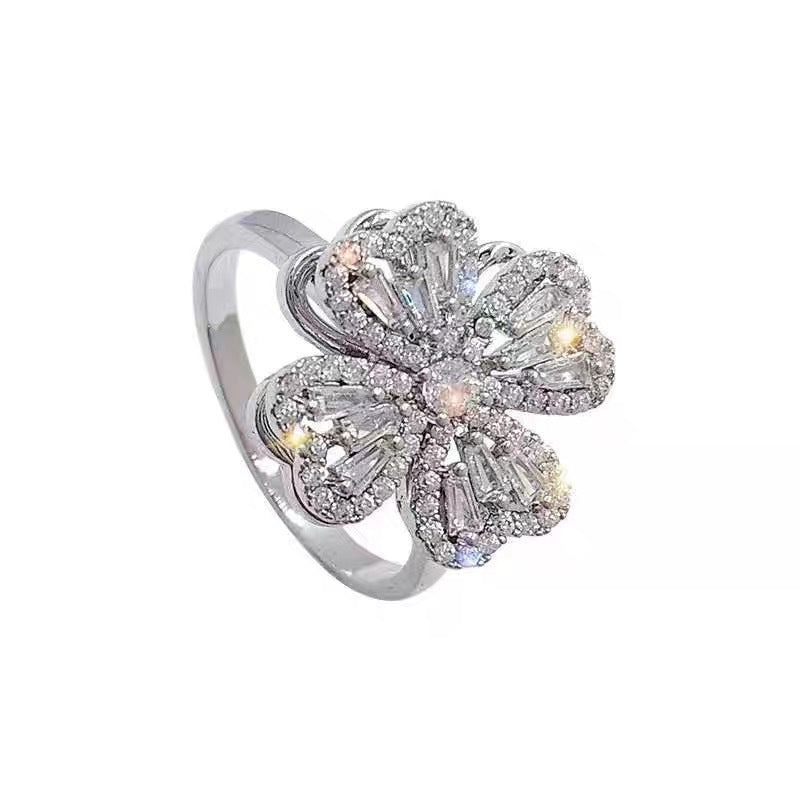 Korean Camellia Titanium Steel 18K Gold Plated Rings3