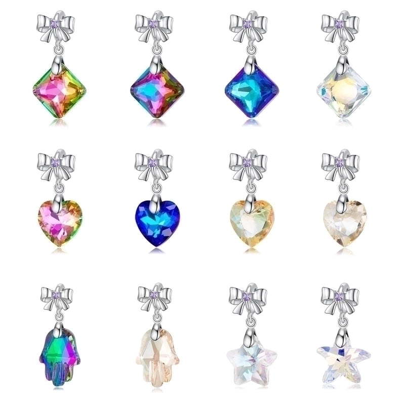 1 Piece 925 Sterling Silver Artificial Crystal Zircon Star Heart Shape Jewelry Accessories