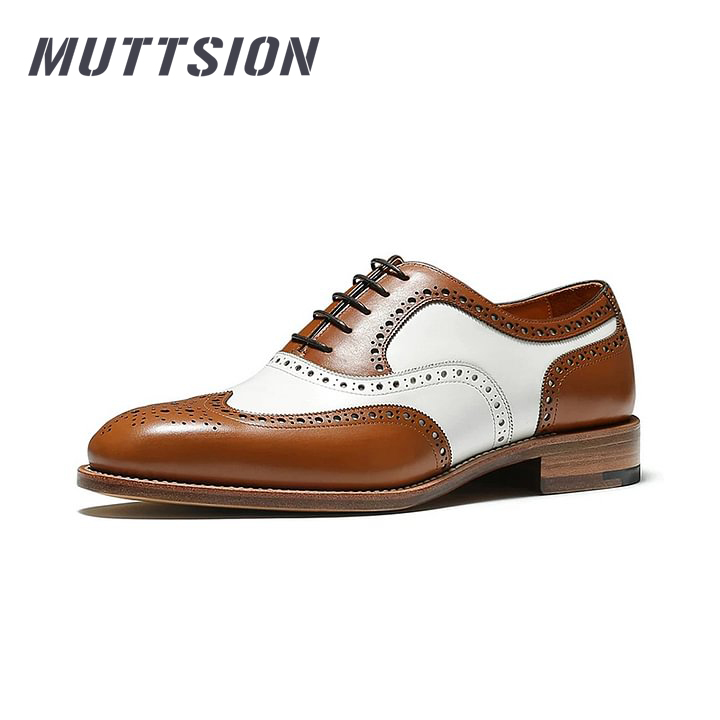 MUTTSION Goodyear Brock Carved Match Color Oxford Shoes Fashion Casual Party Wedding Leather Shoes MUTTSION.COM MUTTSION