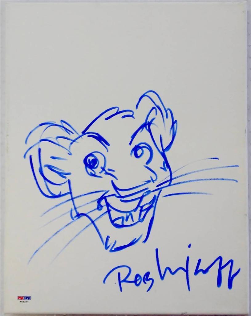 ROB MINKOFF SIGNED & SKETCHED SIMBA THE LION KING 8x10 CANVAS PSA/DNA PRODUCER C