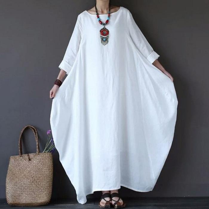 ⚡NEW SEASON⚡Casual Loose Plus Size Cotton And Linen Long Dress