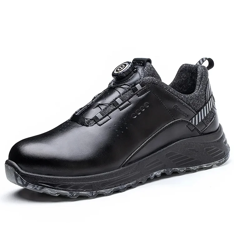  Work/Safety Boots - Restaurant Leather Work Shoes Non-slip Design Lace-up Safety Shoes  Stunahome.com