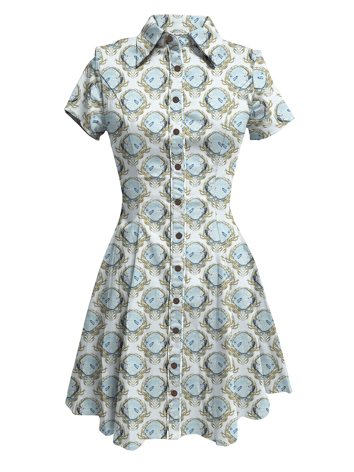 【Allyson Marie Ferri X Boozelele】Fish Seaweed Print Design- 100% Cotton Dress