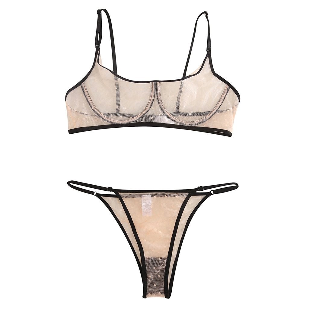 Floral Lace Sheer Garter Sexy Lingerie Set Women Intimates 2019 Underwire See Through Bra And Thongs Underwear Sets