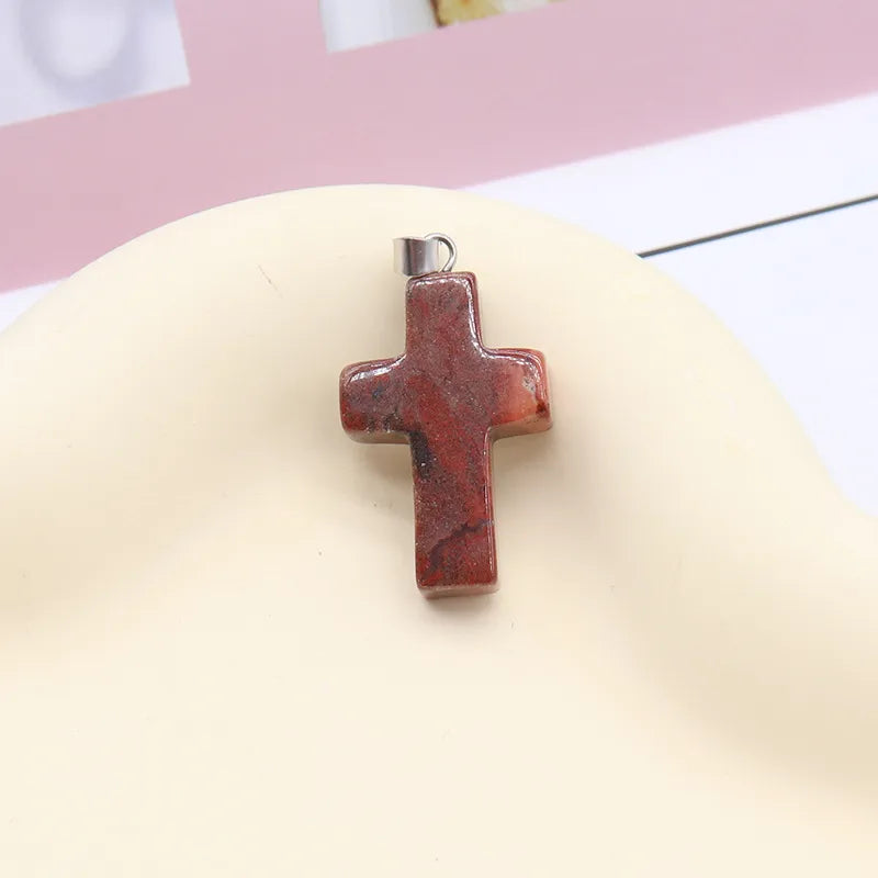 1 Piece 2.5*1.8cm Natural Stone Cross Pendant