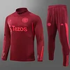 2023/2024 Manchester United Half-Pull Training Suit Purplish red Football Shirt 1:1 Thai Quality Set perfectftball