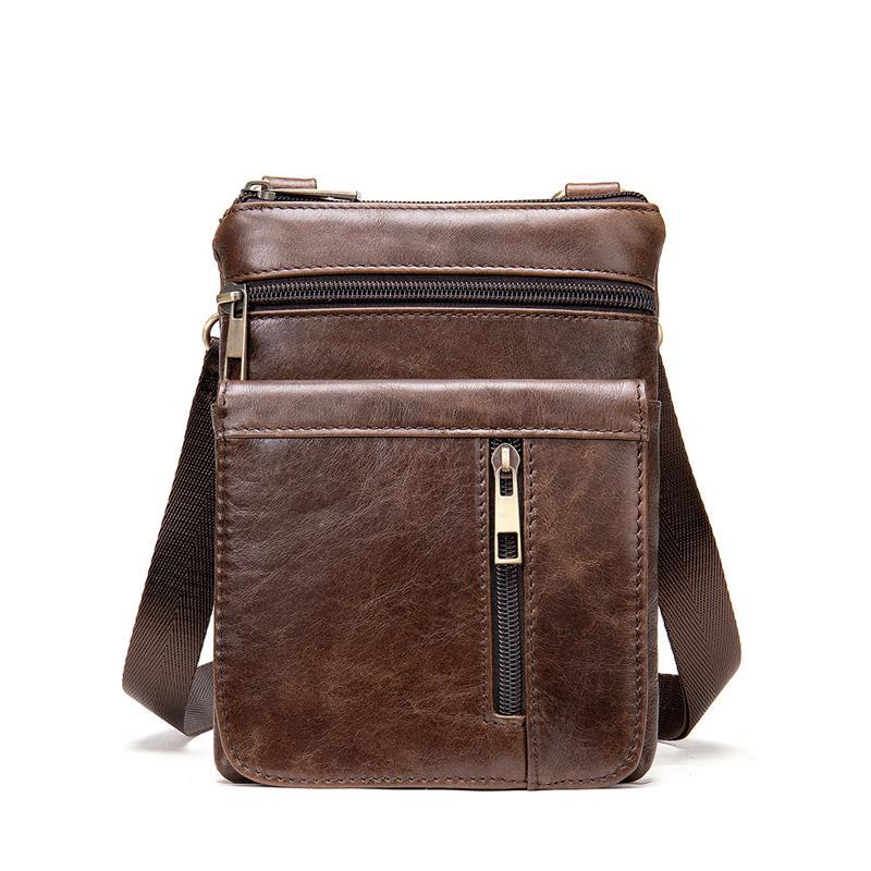 Mens Vintage Large Capacity Messenager Bags Casual Leather Shoulder Bags