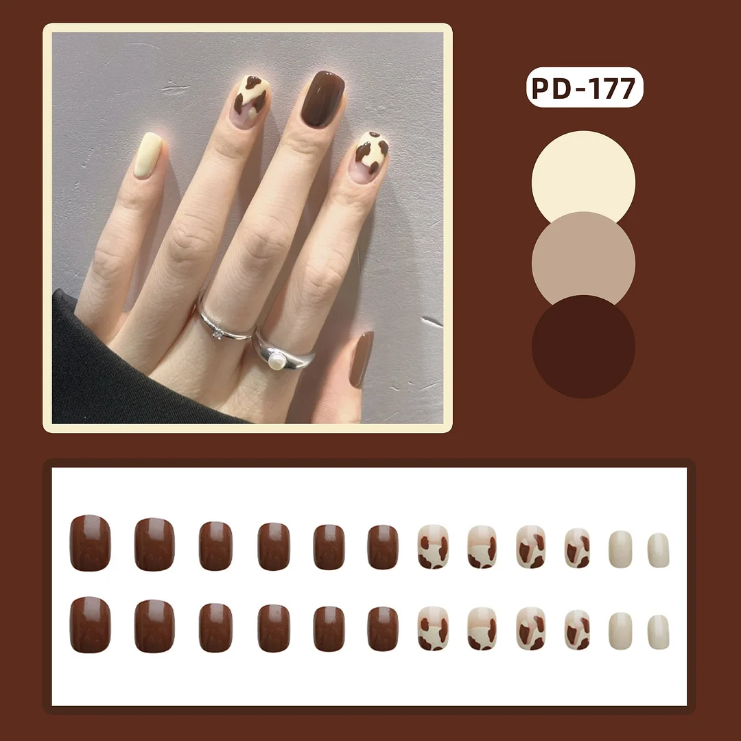 24PCS Rose Pink Color Changing Fake Nails Art Tips Press On False Detachable Full Cover Artificial Nail Art DIY Manicure No Glue-Nail Inspo