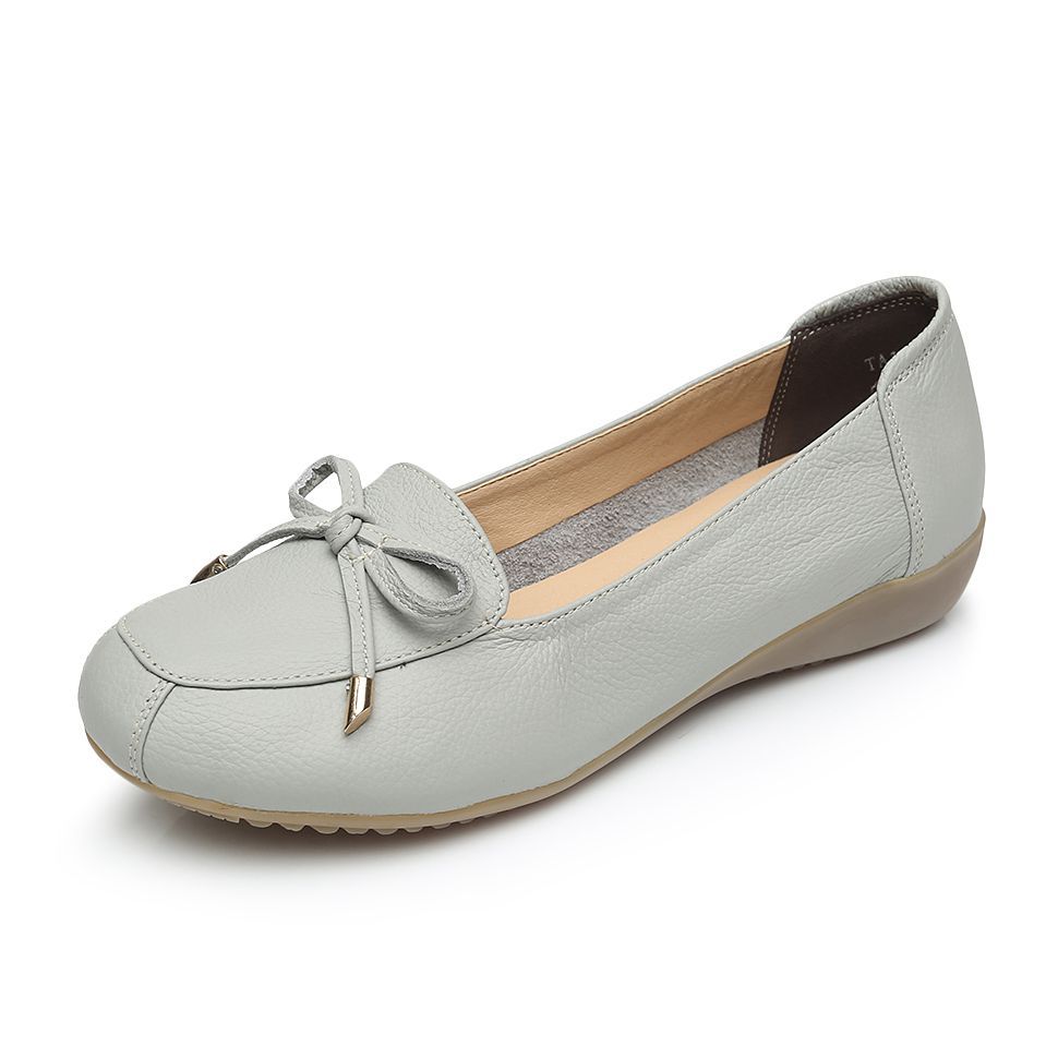 Women's Bowknot Genuine Leather Comfortable Casual Flats | ARKGET