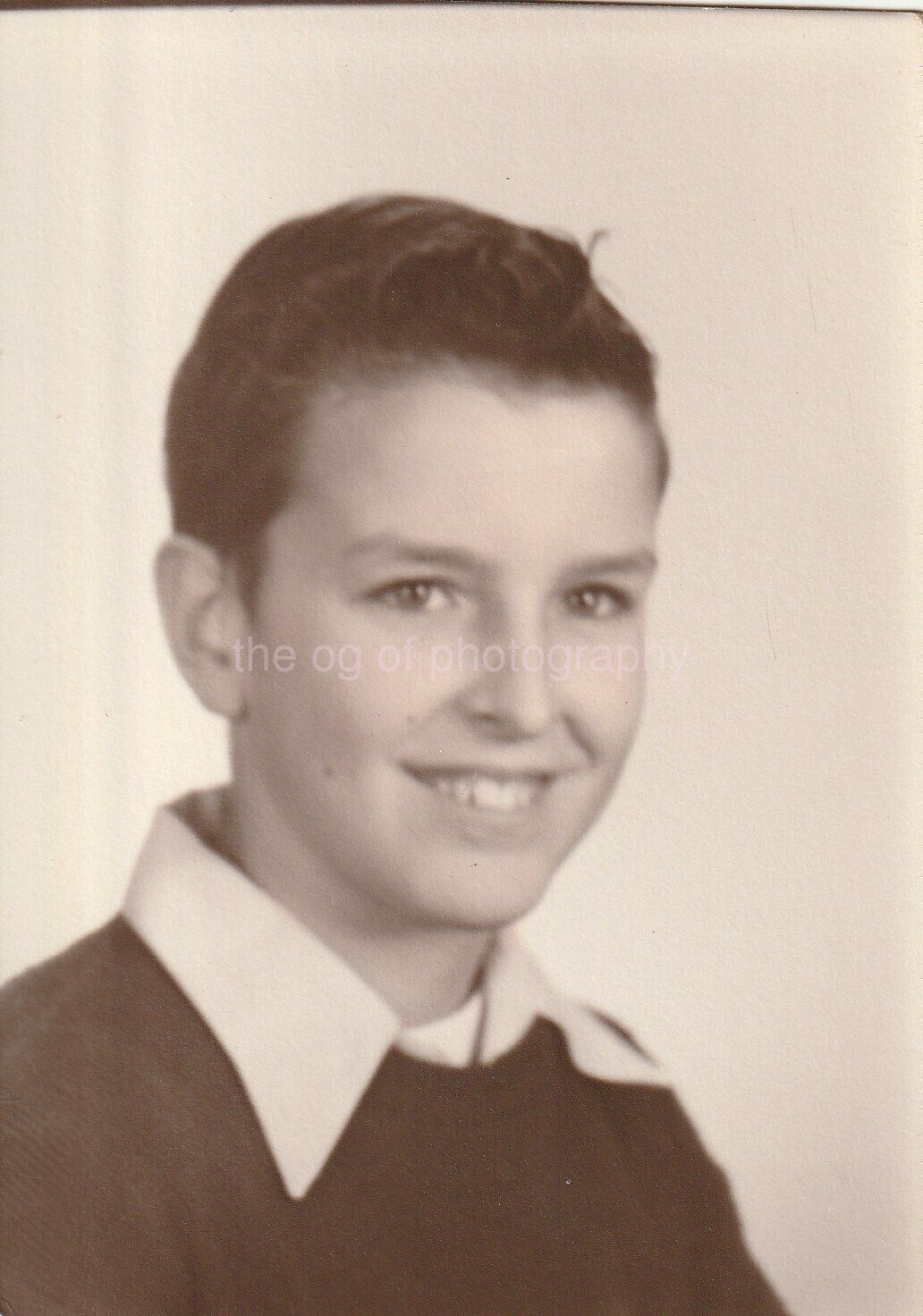 Portrait Of A School Boy YOUNG Vintage FOUND Photo Poster painting bw92 9 W