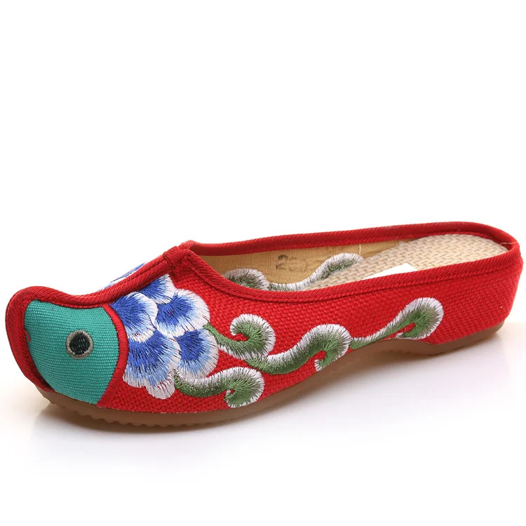 Colourp Colourp Ethnic Wind Canvas Embroidered Cloth Shoes Embroidered Cloth Shoes Women Summer Sandals