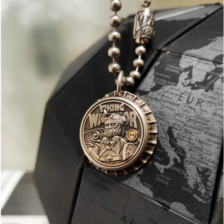 Coutureaura 925 Sterling Silver Bottle Cap Necklace