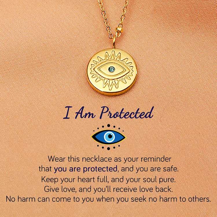 For Self - I Am Peotected Evil Eye Necklace