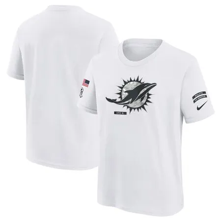 Youth Miami Dolphins  White 2024 Salute To Service T-Shirt