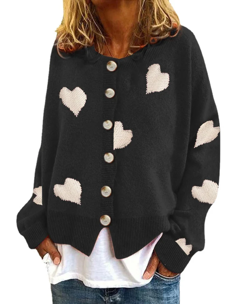 Wongn Wongn And Winter New Women's Sweater Single Breasted Love Sweater Women's Cardigan