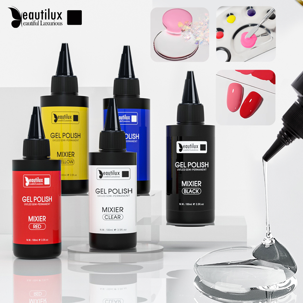 Beautilux Nail Gel, 100ml Nail Polish UV Gel for Manicure and Nail Art, Gel Polish Mixer