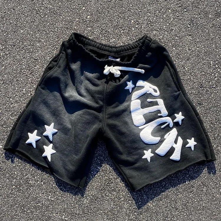 Rich Star Graphic Puff Print Drawstring Pocket Shorts