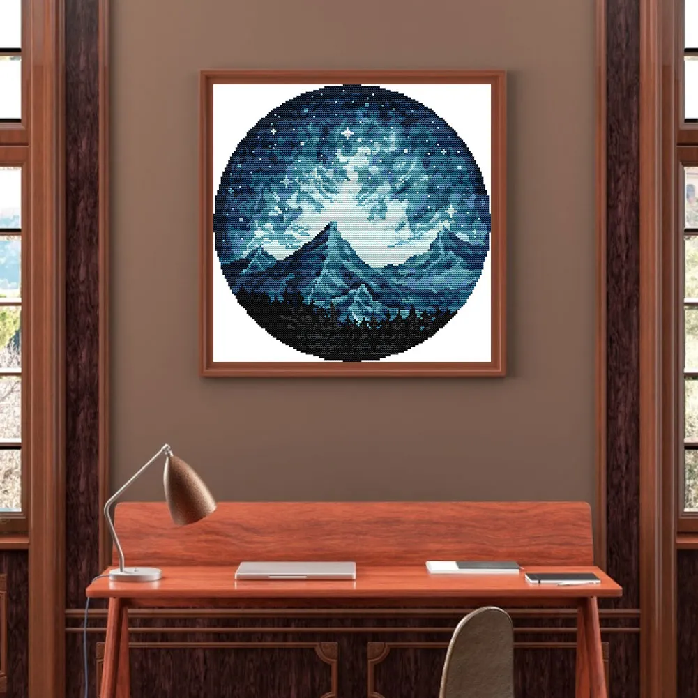 14CT Partial Printed Cross Stitch - Mountain(34*34cm)