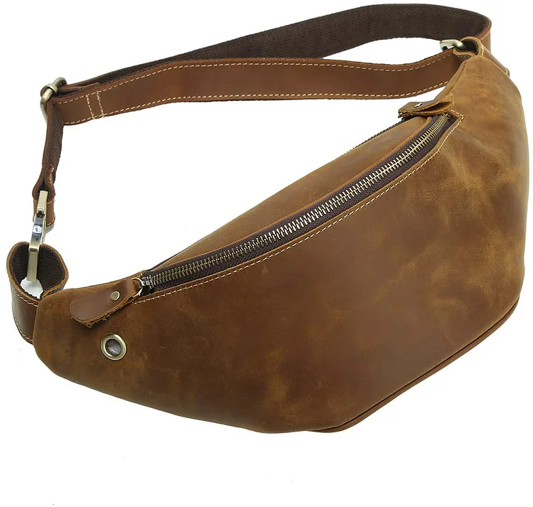 Genuine Leather Waist Bag For Men Fanny Pack Bum Bag Fashion Leather Strap Shoulder Bag Satchel Crossbody Bag Sling Bag For Men