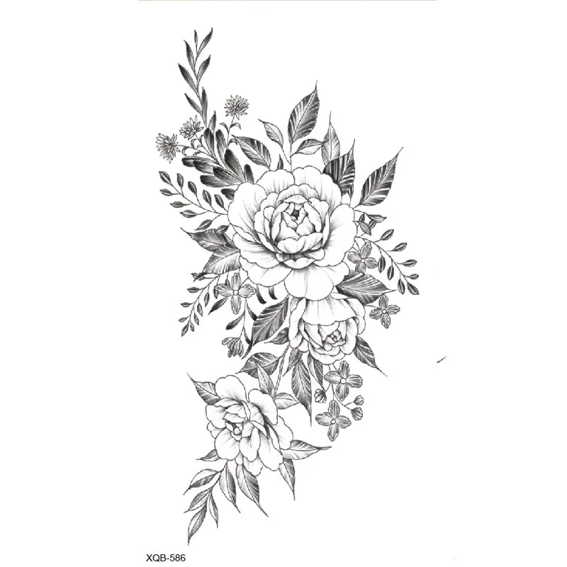 Sdrawing Lotus/Grey Butterfly/Flowers Waterproof Temporary Tattoos Men Henna Tatoo Stickers Tattoo Body Art Fake Tattoos