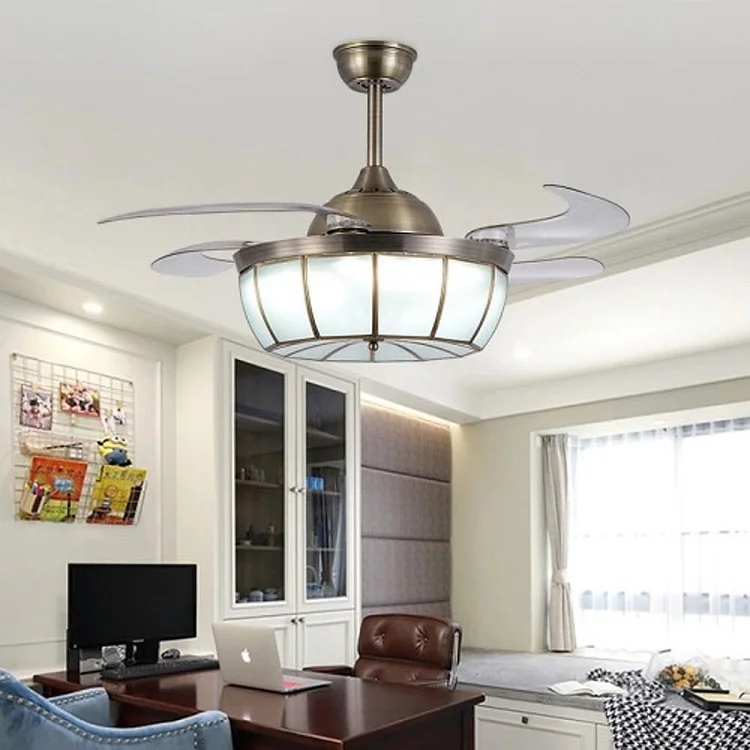 Bronze Farmhouse Retractable Ceiling Fan with Light - Appledas