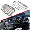 1Pair Front Hood Grill 51137113733 51137113734 for BMW X5 E53 04-06 Racing Grill