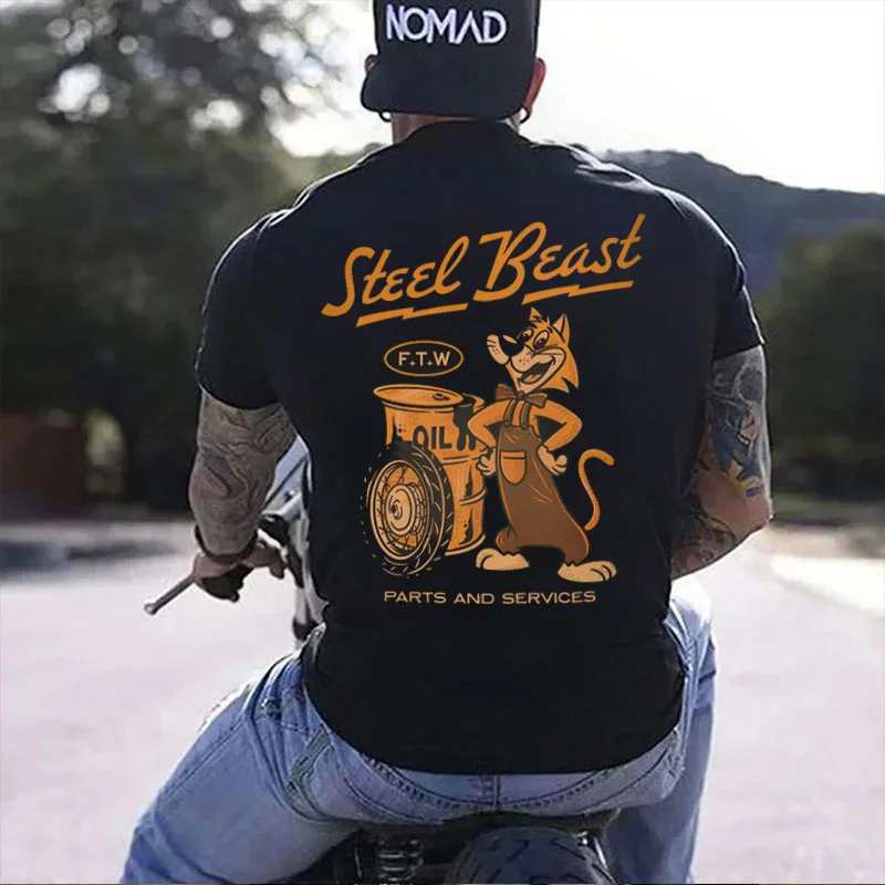 STEEL BEAST PARTS AND SERVICES Orange Cat Print Men's T-shirt