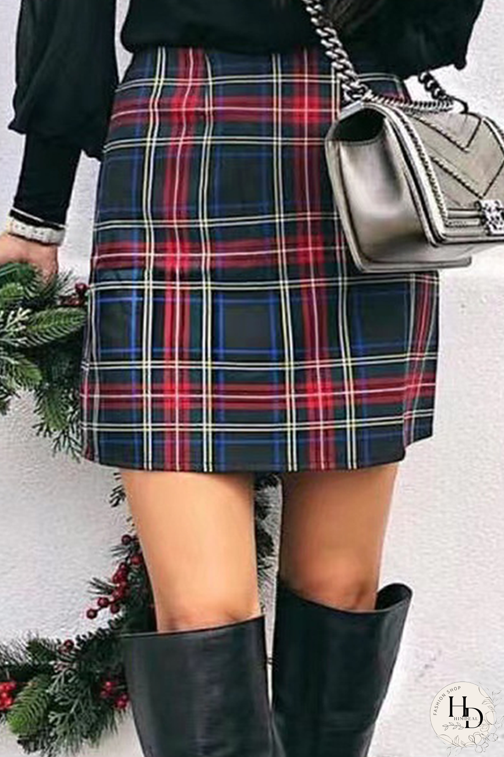 Fashion Elegant Plaid Type A Full Print Bottoms