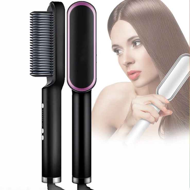 New Version 2022 Hair Straightener Comb Hot Ceramic Brush Hair Straightener for Quick and Professional Hair Salon at Home - vzzhome