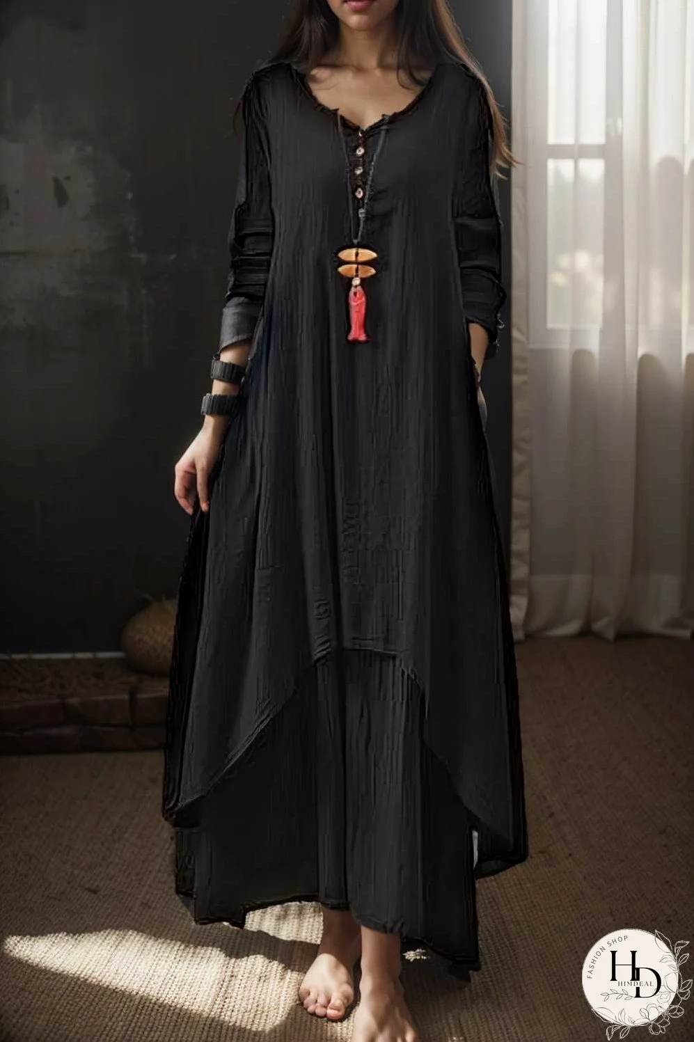 women s plus size casual dress swing dress solid color long dress maxi dress long sleeve button two piece v neck