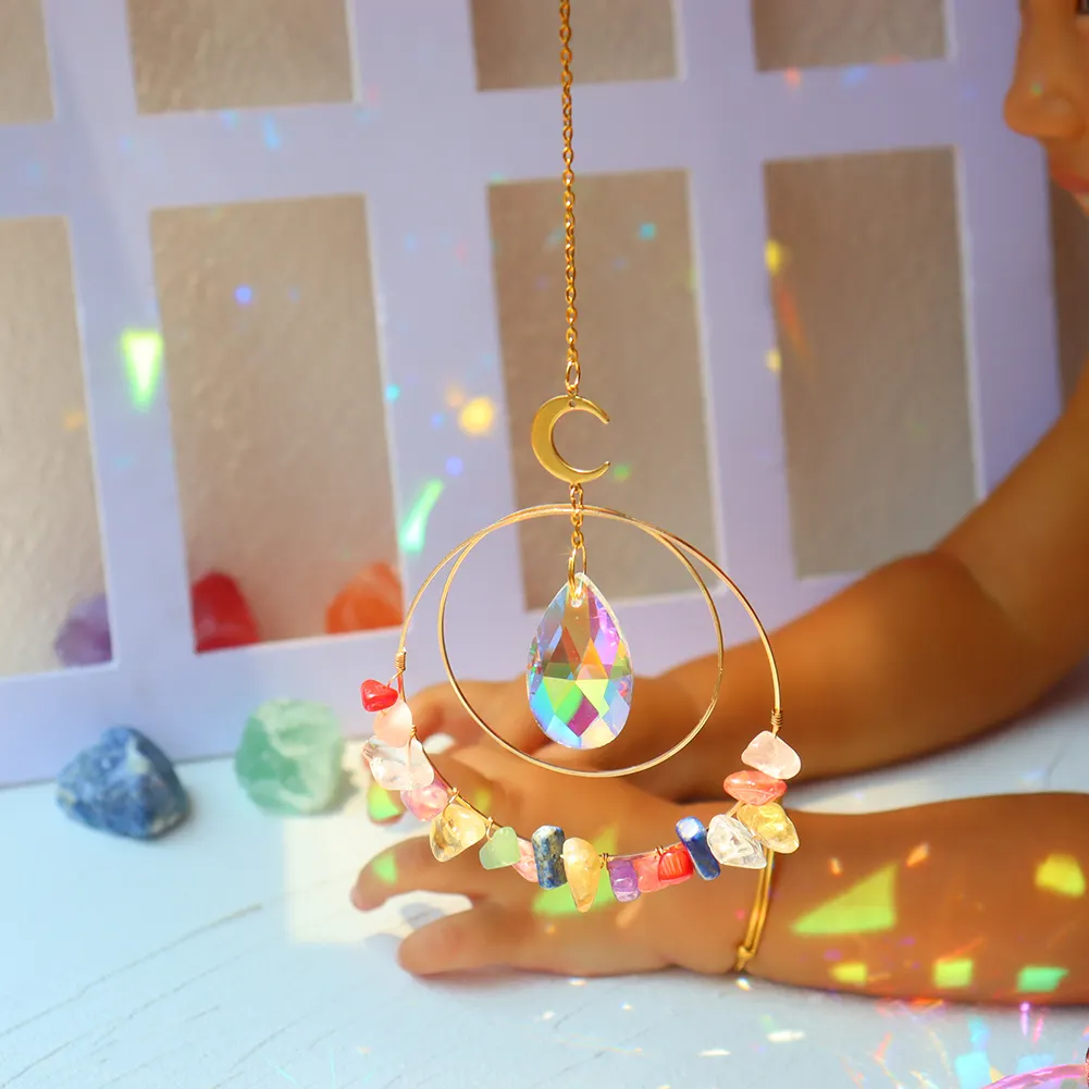 Crystal Sun Light Trapping Wind Chime Pendant Prism Lighting Catching Decor