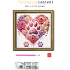 Diamond Painting Special Shaped Drill Dog Paws and Roses With Frame(22x22 CM)