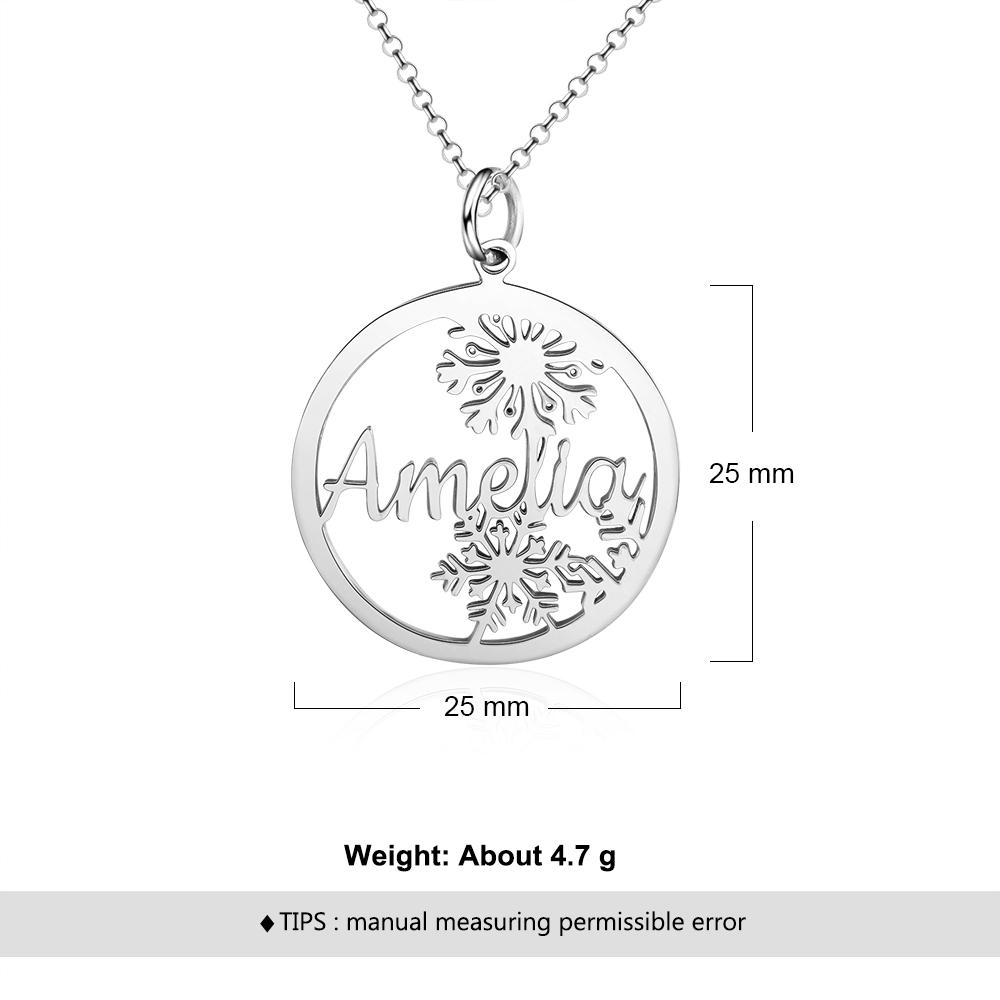 Personalized Name Necklace With Snowflake Custom Name Necklace Name Pendant
