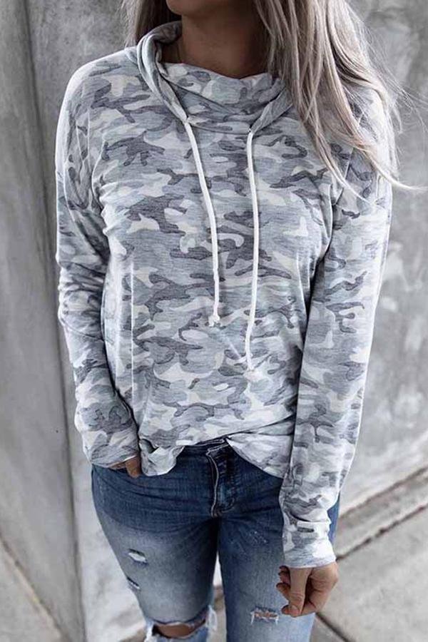 Camouflage Long Sleeve Hooded Sweatshirt P10437