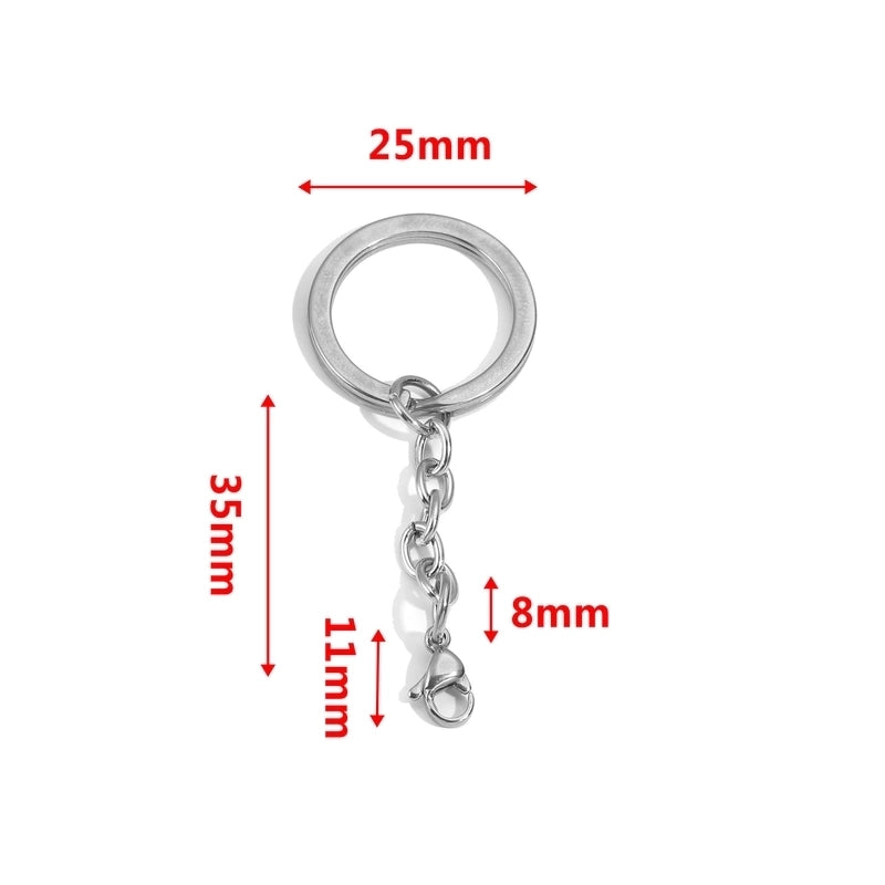 5 PCS/Package 25*35mm 30*35mm Stainless Steel Solid Color Polished Keychain Accessories