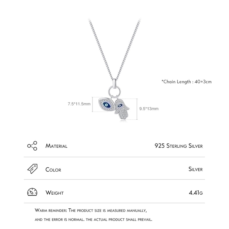 925 Sterling Silver Zircon Cuban Link Chain Plating Inlay Devil’S Eye Pendant Necklace