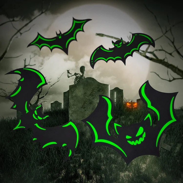 4pcs Halloween Decor Yard Signs Bat Silhouette