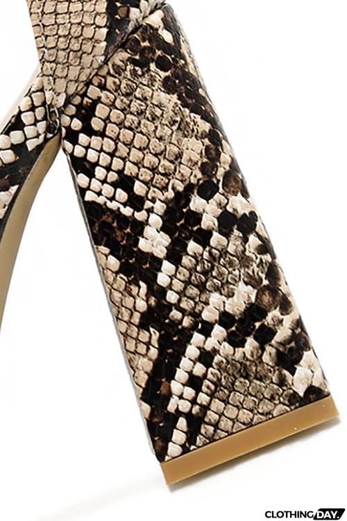 Snake Chunky Heels Sandals