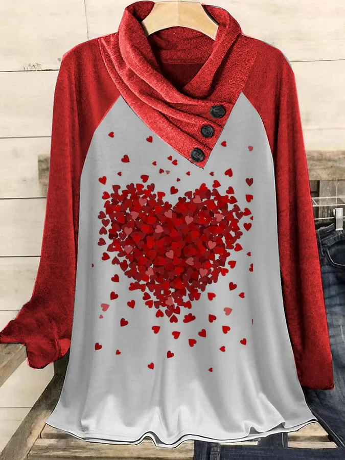 Women's Fashion Casual Print Contrast Rose Print Top