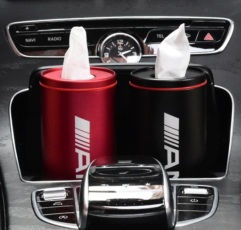 High-end car logo metal cylinder tissue box