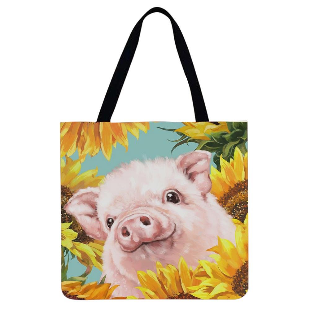 Linen Tote Bag -  Pig