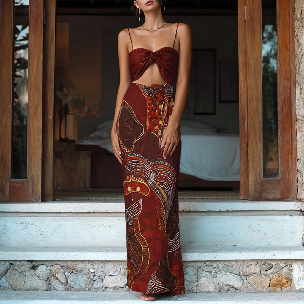 Women's Holiday Style Bohemian Elegant Print Maxi Skirt