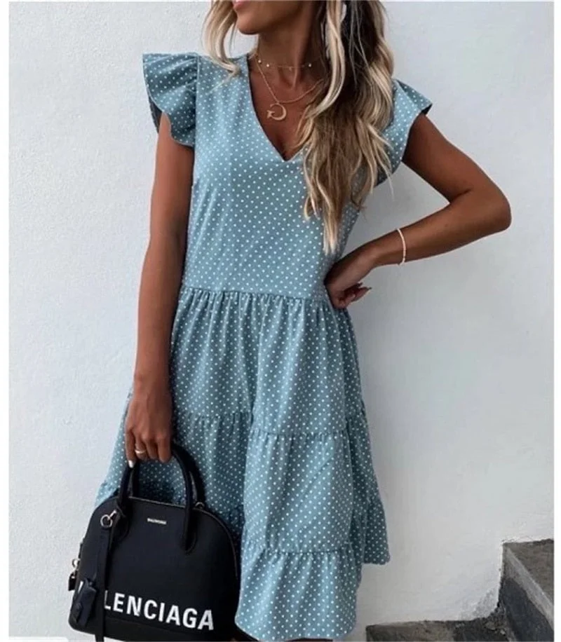 Summer Women Dress 2021 Robe Femme Boho V-neck Spring Sexy Bohemian Dress Pocket Button Beach Dress Vestidos De Mujer Casual