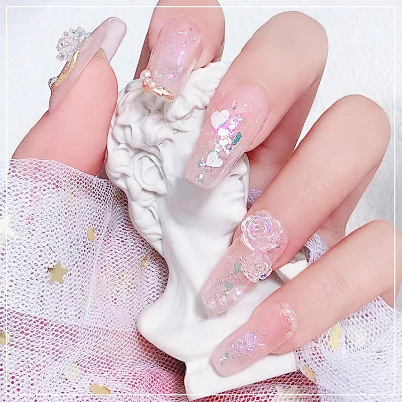 New Manicure Camellia Pearl Paint White Aurora Petal Size Rose Resin Flower Nail Decoration