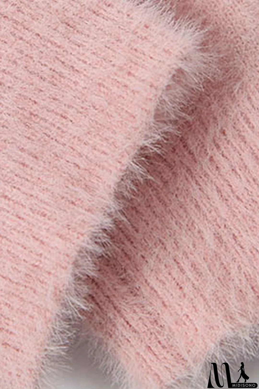 MidiSono - V Neck Solid Color Cardigan