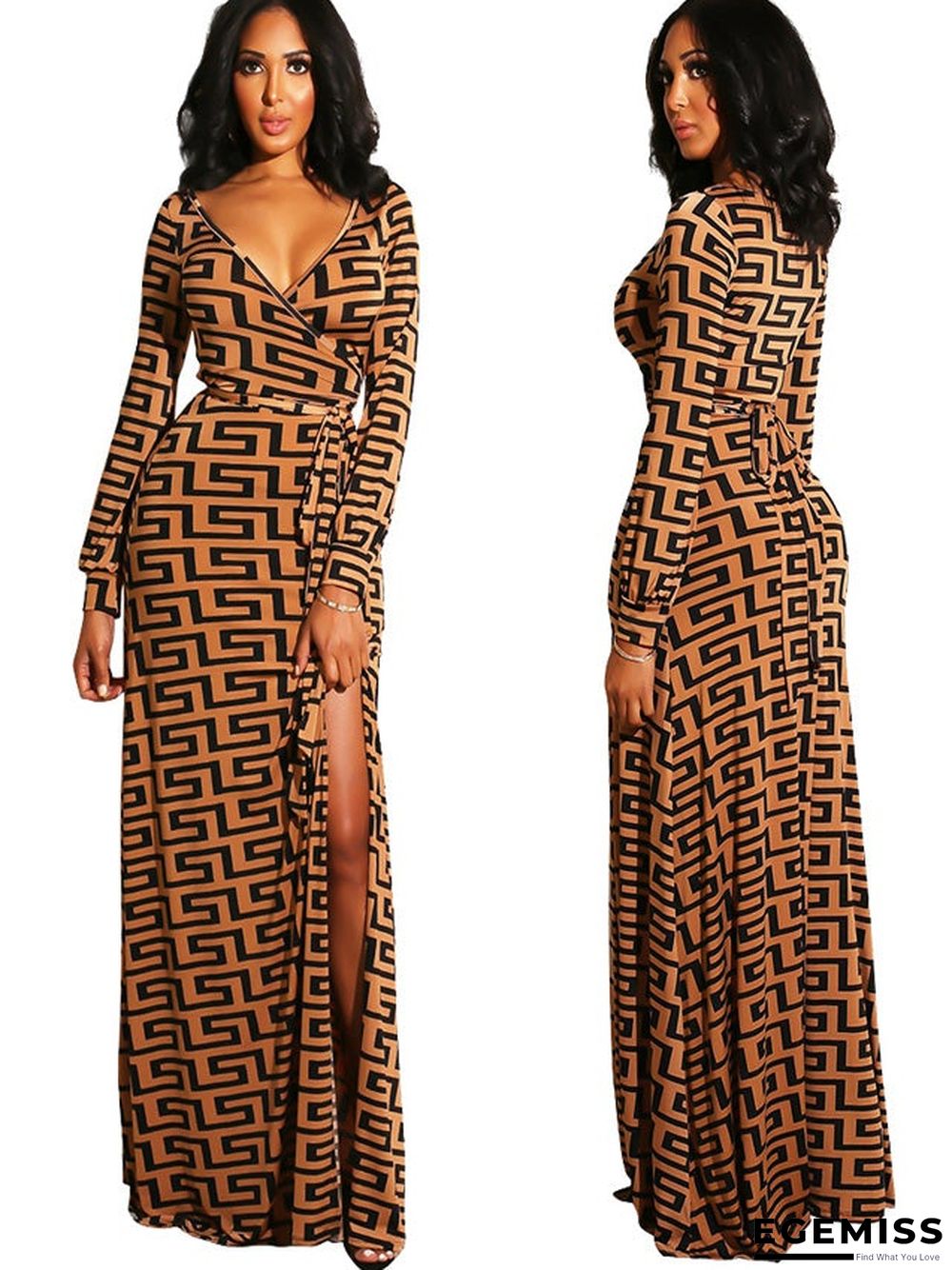 Hot Women's Sexy V-neck Long-sleeved Dress | EGEMISS